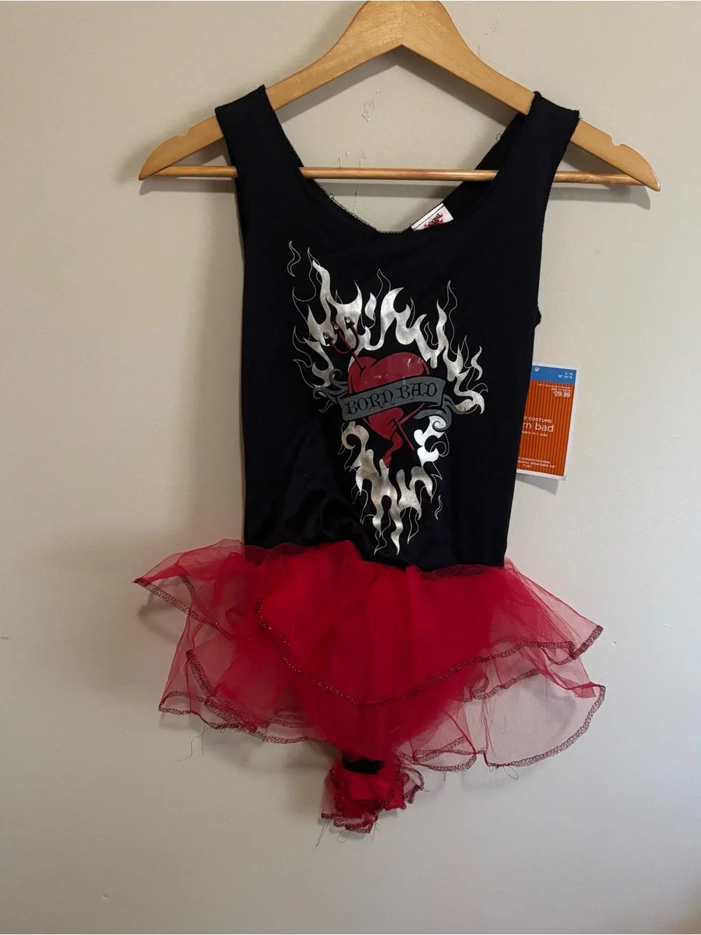 Born Bad Girls Devil Costume Red Tulle Black Dress Size L NWT
